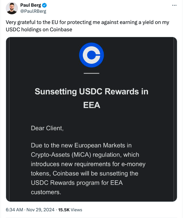 Coinbase, Europe, European Union, Stablecoin, USD Coin, MiCA