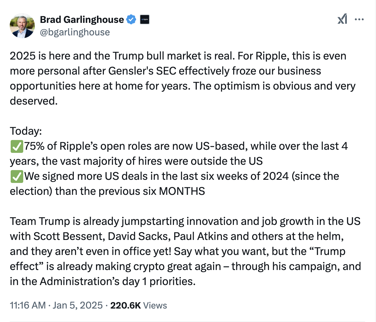 Ripple, US Government, United States, Donald Trump
