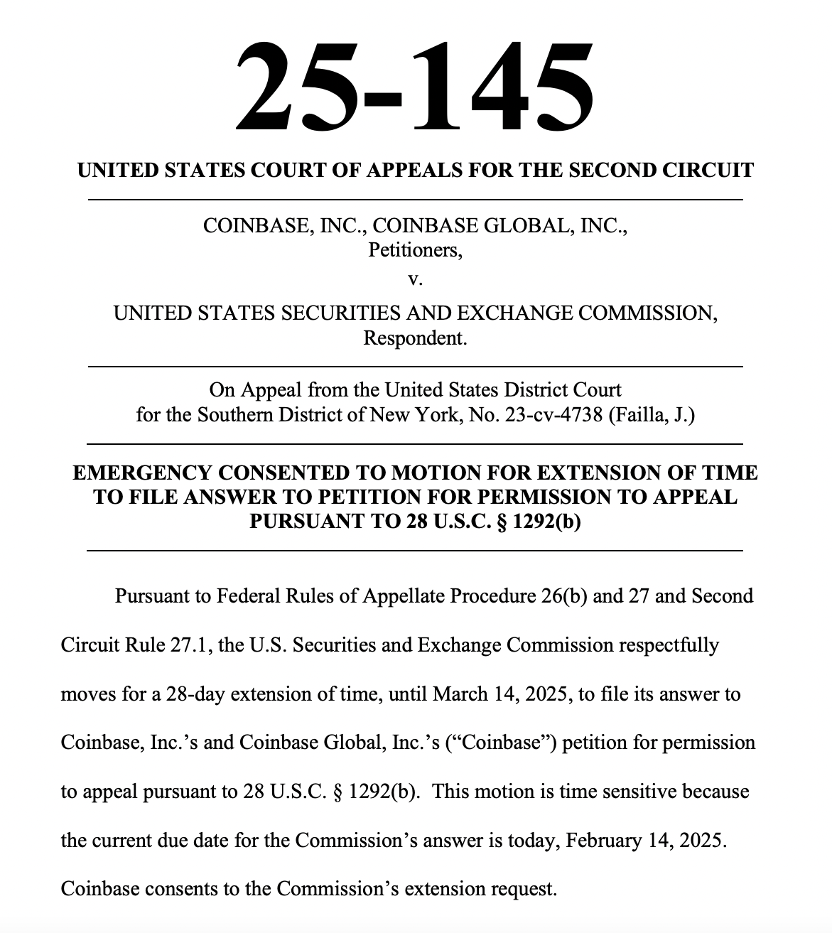 Coinbase, Cryptocurrencies, SEC, United States