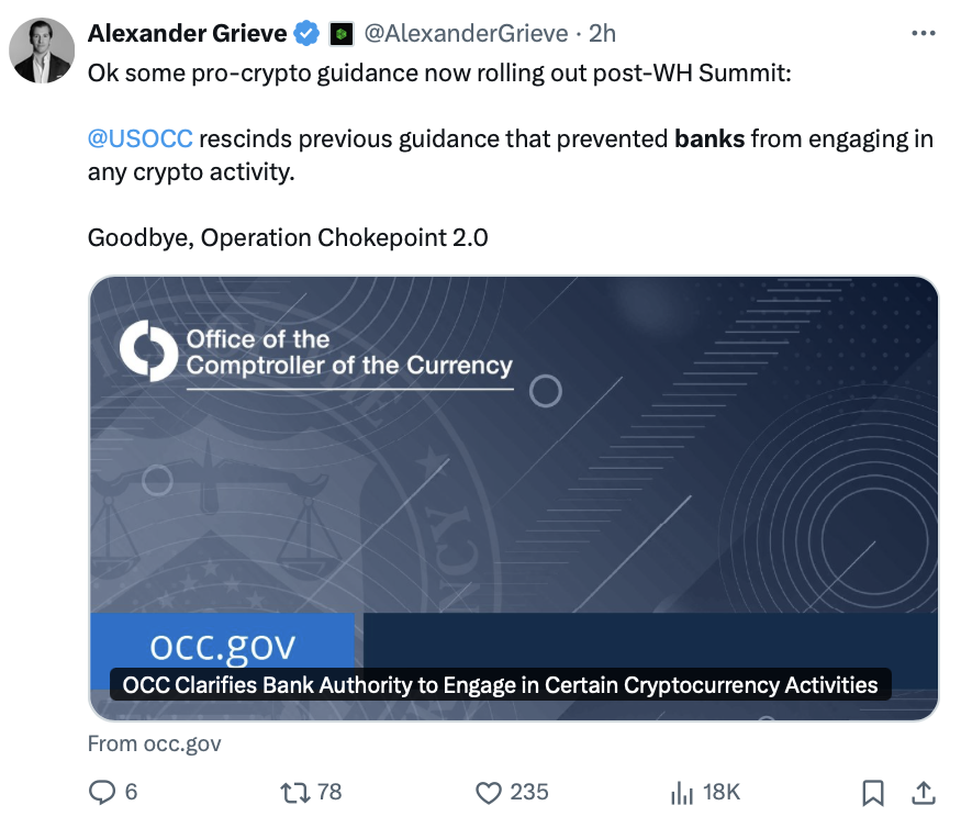 Cryptocurrencies, Banks, Donald Trump