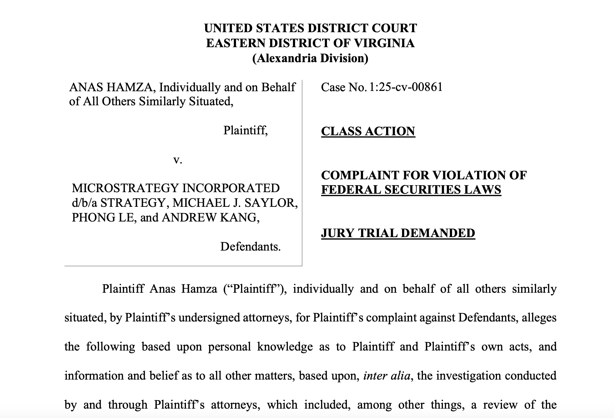 Law, MicroStrategy