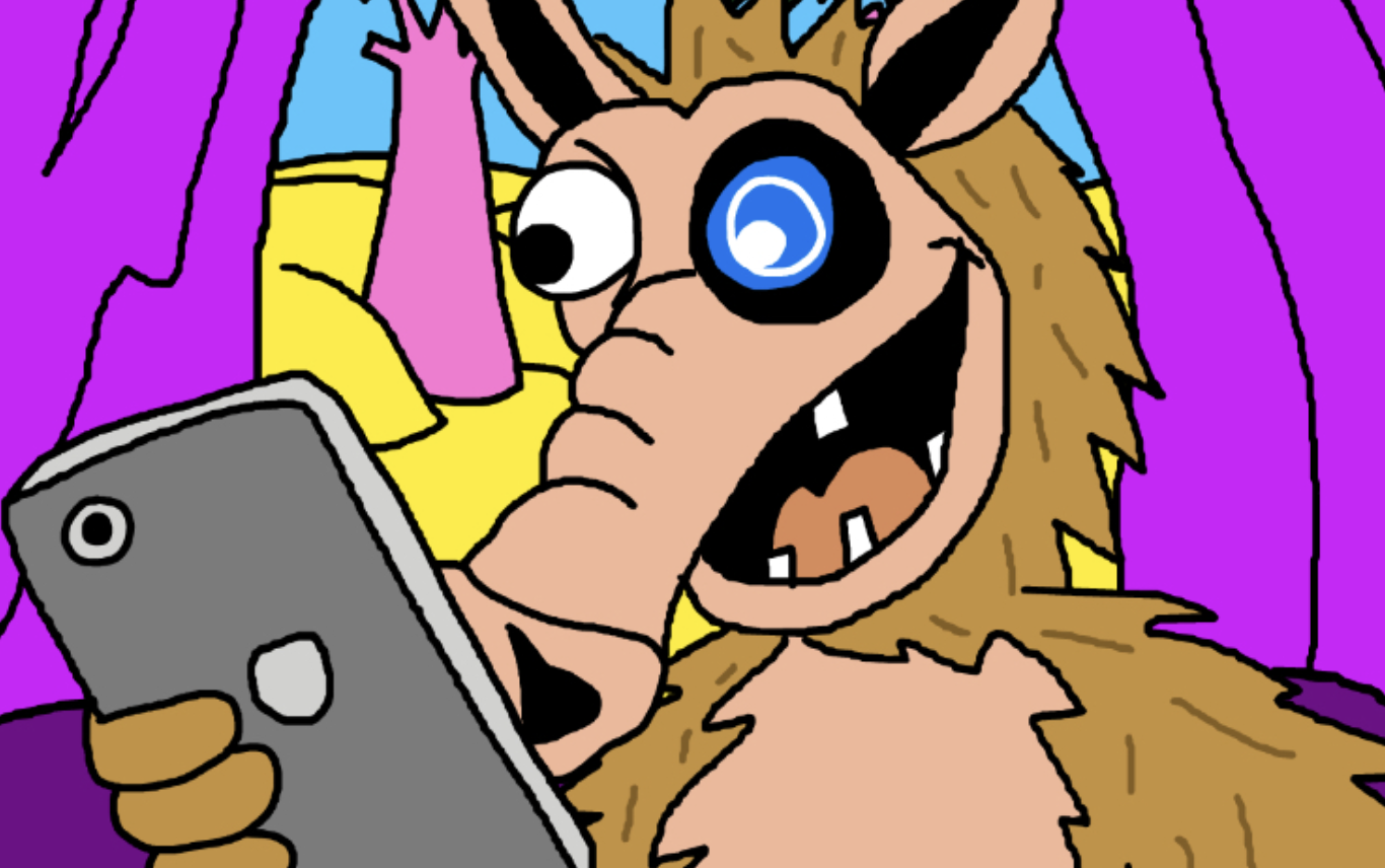Snorter Botを操作する愉快なツチブタのキャラクターがスマートフォンで取引を確認している様子。$SNORTトークンの取引ボット機能とアップデートを象徴するユニークなビジュアル