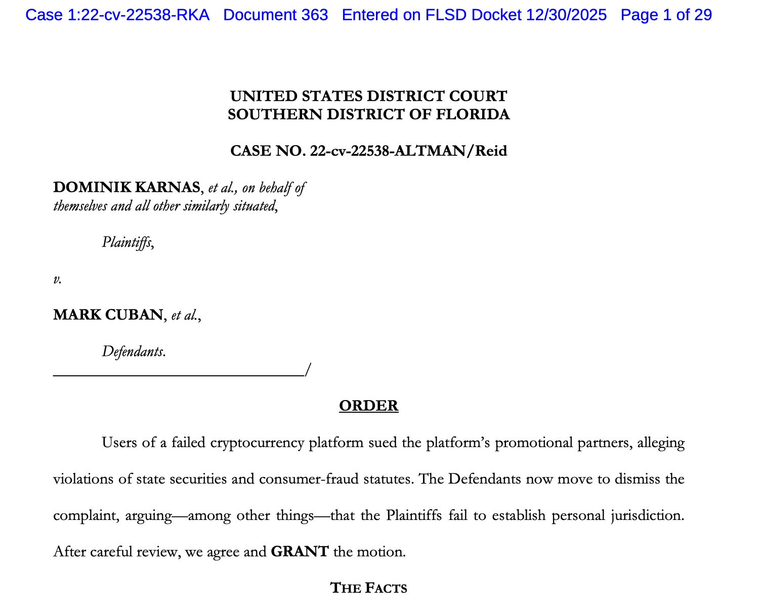 Law, Bankruptcy, Cryptocurrency Exchange, Court, Mark Cuban