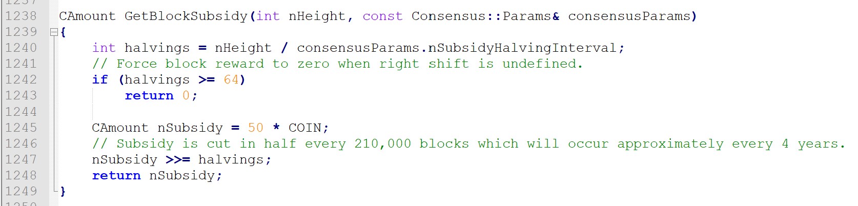 Bitcoin halving code