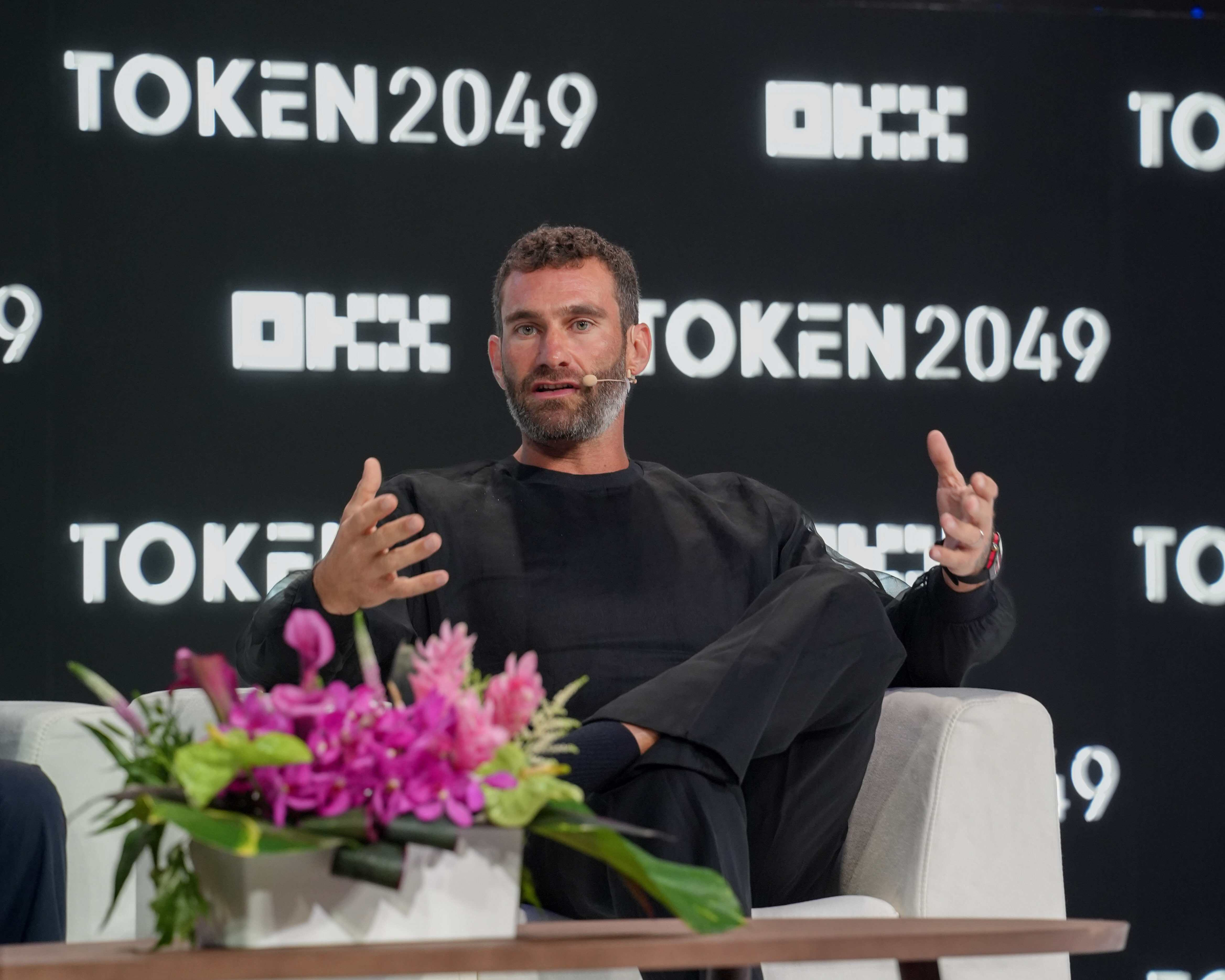 World Liberty Financial co-founder co-founder Zak Folkman on stage at Token2049 Singapore.