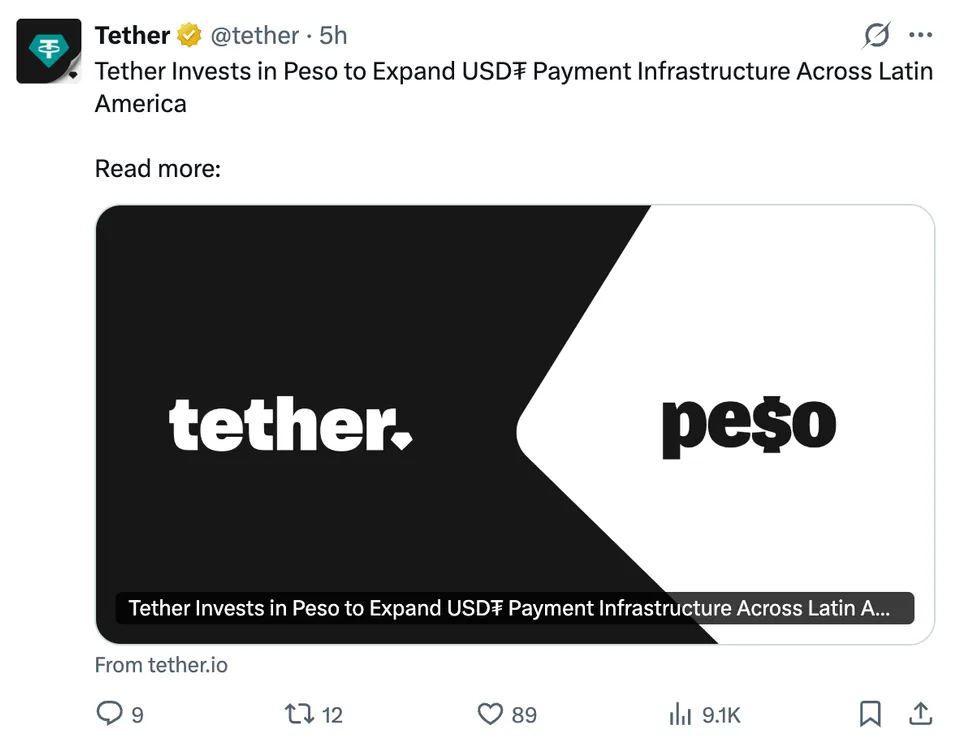 Tether Invests in Peso to Grow Everyday USDT Use in Latin America