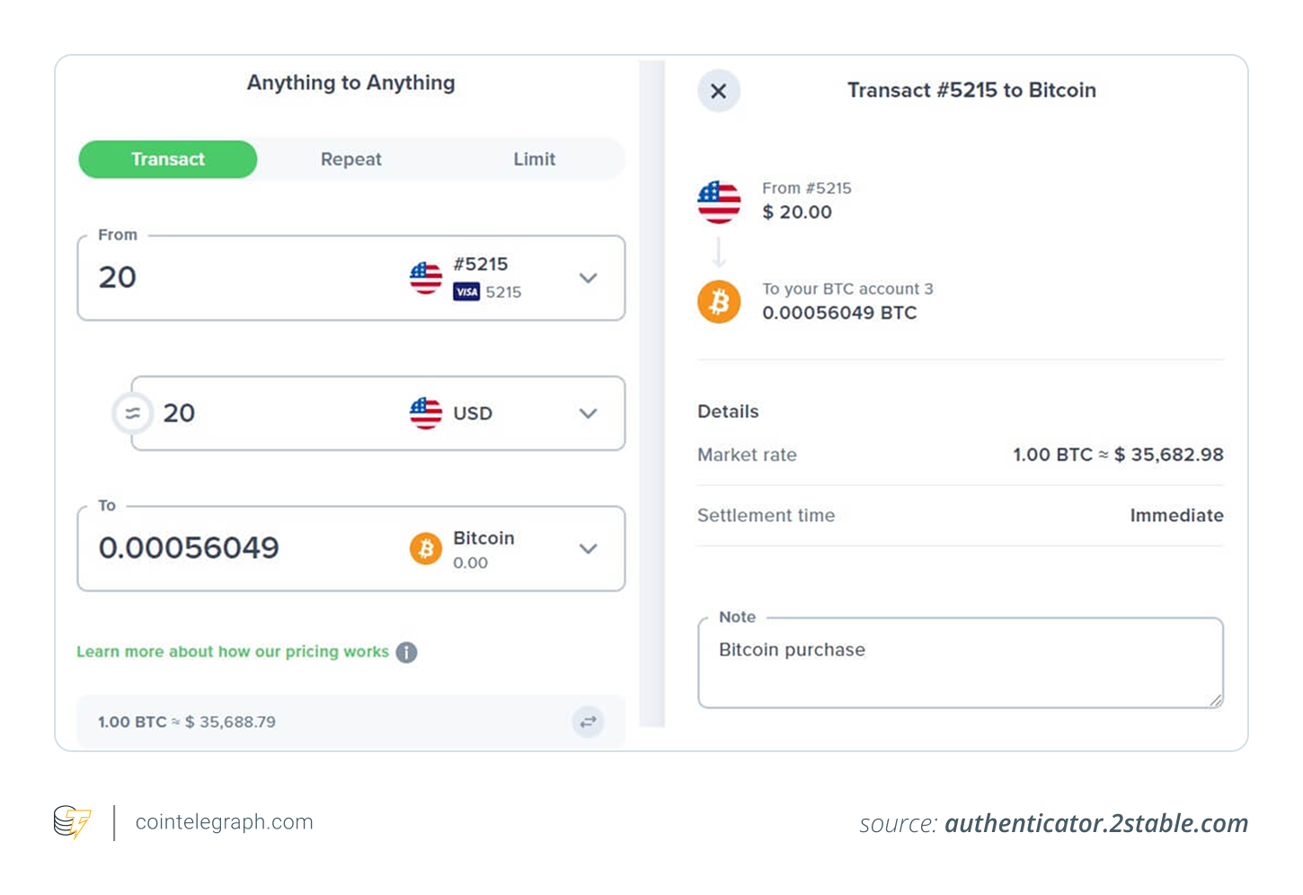 Transacting on Uphold
