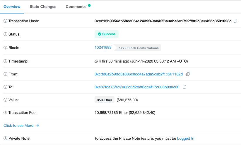 Transaction details of the second unusual transaction