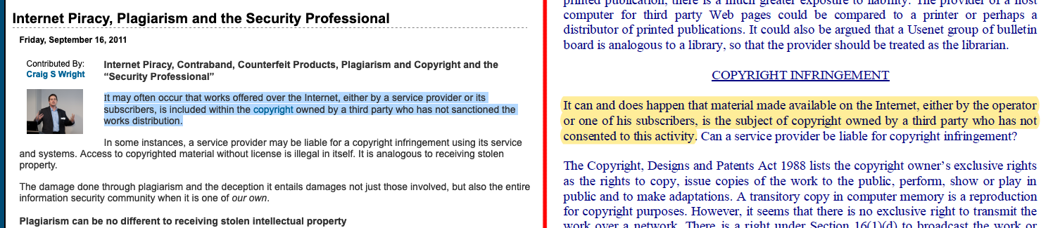 Left: Wright’s 2011 Infosec Island post; Right: Wright’s rephrasing of Hillary E. Pearson’s original work in his dissertation