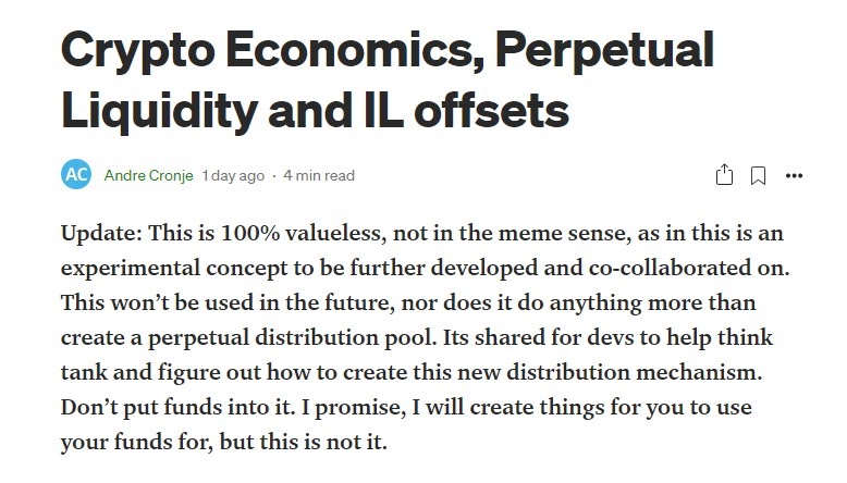 Crypto Economics, Perpetual Liquidity and IL offsets