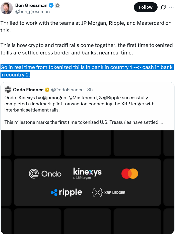 JPMorgan, Mastercard Make US Treasury Transfer on XRP Ledger