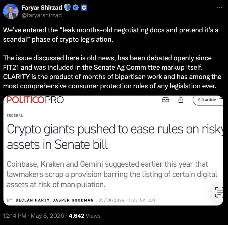 Crypto Exchanges Pushed US Lawmakers to Bar Provision on Dangerous Tokens: Report