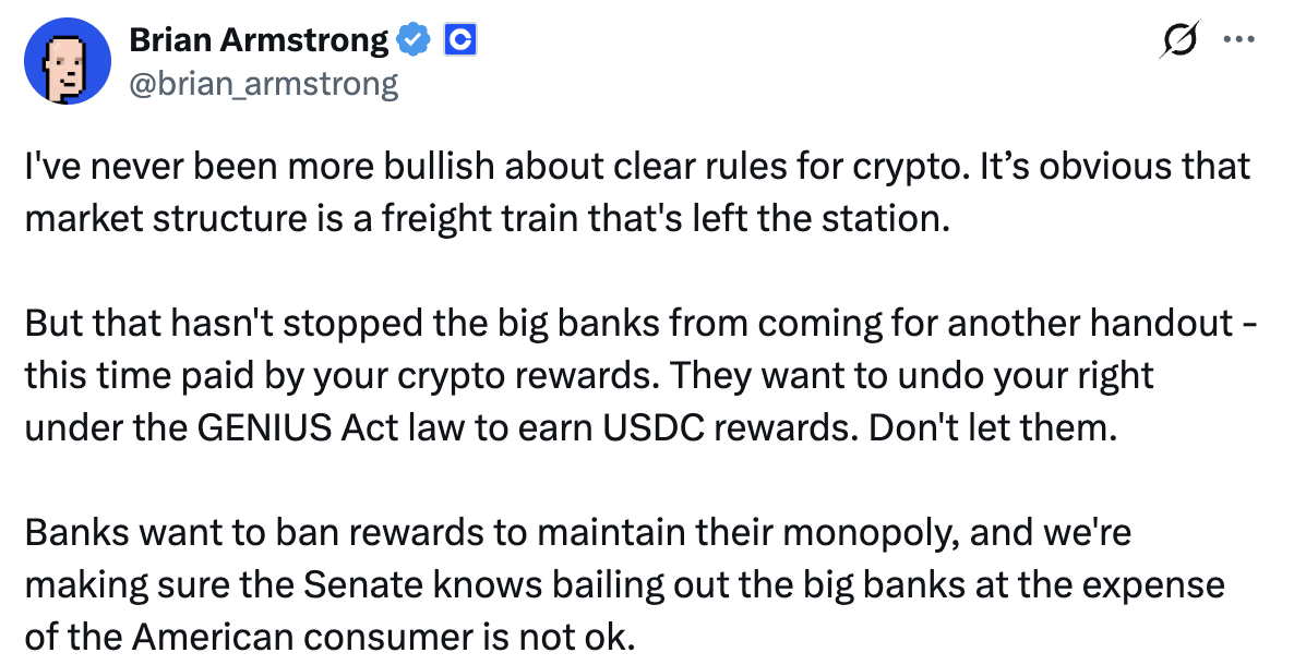 X post September 29, 2025. Source: Brian Armstrong