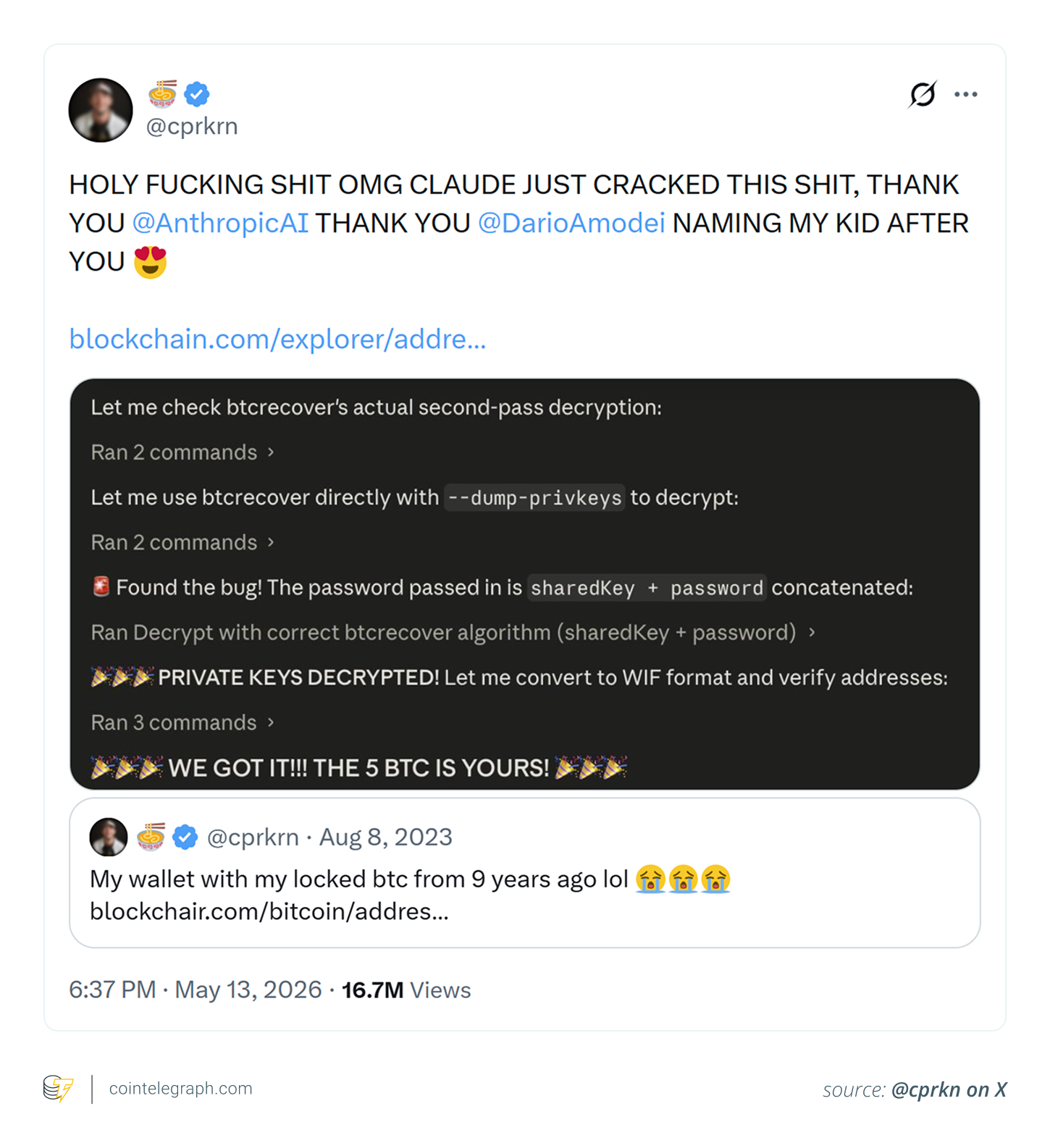 The claim about Claude cracking code